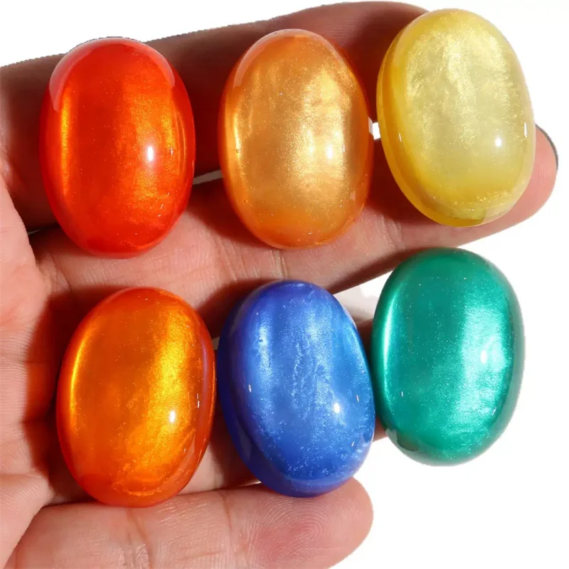 Wholesale 40pcs/lot color print geometry ovals shape resin cabochon beads diy jewelry garment hair accessory