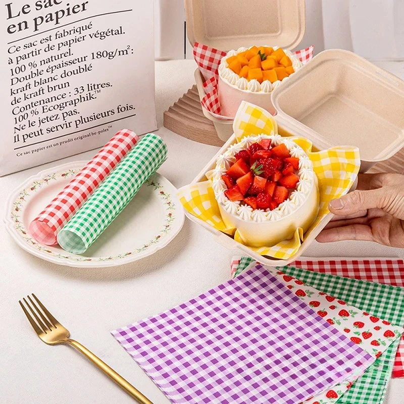 100 Pcs Paper Liners Sandwich Wrapping Paper 7 Colors Wax Paper Sheets For BBQ Picnic Festival Party Fast Food