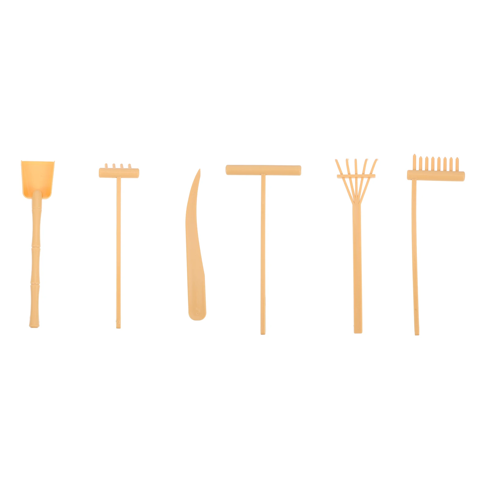 Imagen 6: 6 uds pequeños rastrillos de bandeja de arena Mini para contenedor sensorial escritorio amarillo jardín al aire libre
