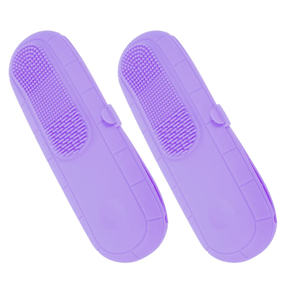 

2Pcs Makeup Brush Holder Compact Silicone Travel Case for Portable Storage and Cleaning Dual Function Organizer for Women on The