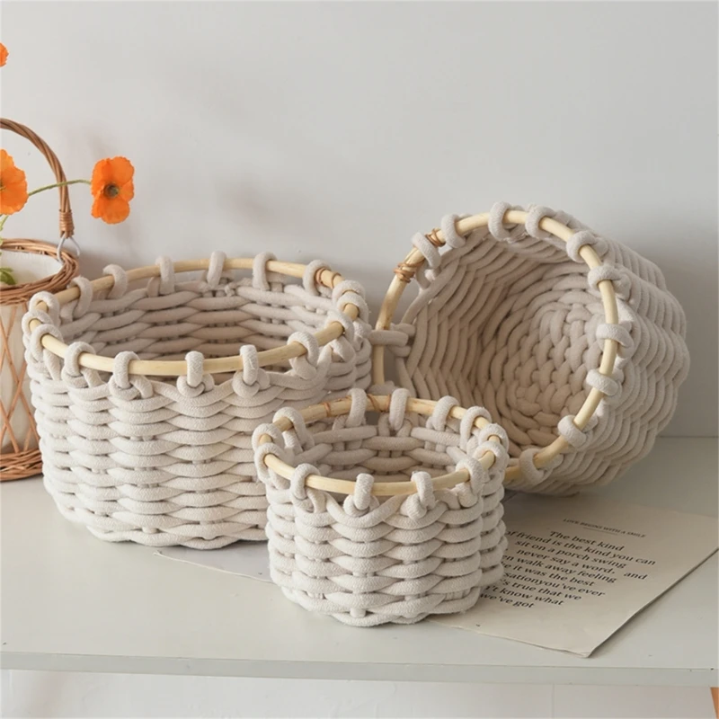 Sturdy Storage Baskets Rope Woven Bins Functional Handwoven Home Storage Baskets For Efficient Home And Office Use