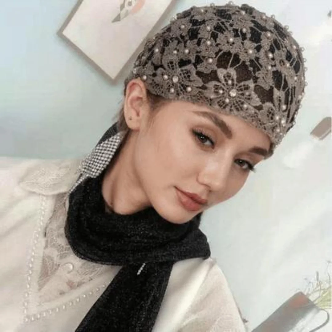 

Muslim Beading Hat Caps For Woman Muslim Hijab Headband Instant Scarf Hijab Islamic Turban Splendid Bandana
