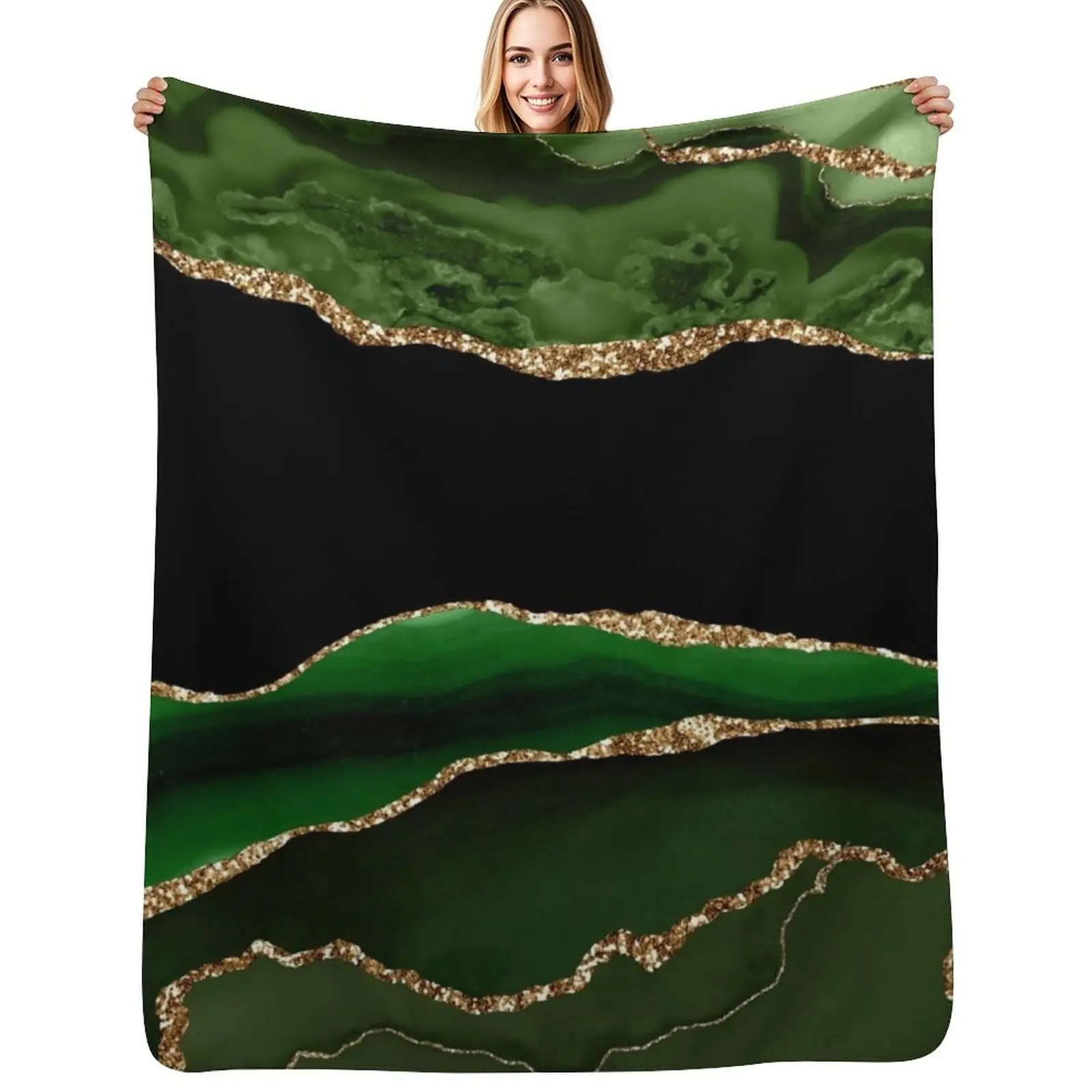 

Emerald Green Faux Malachite Marble Throw Blanket Furry valentine gift ideas Cute Giant Sofa Blankets