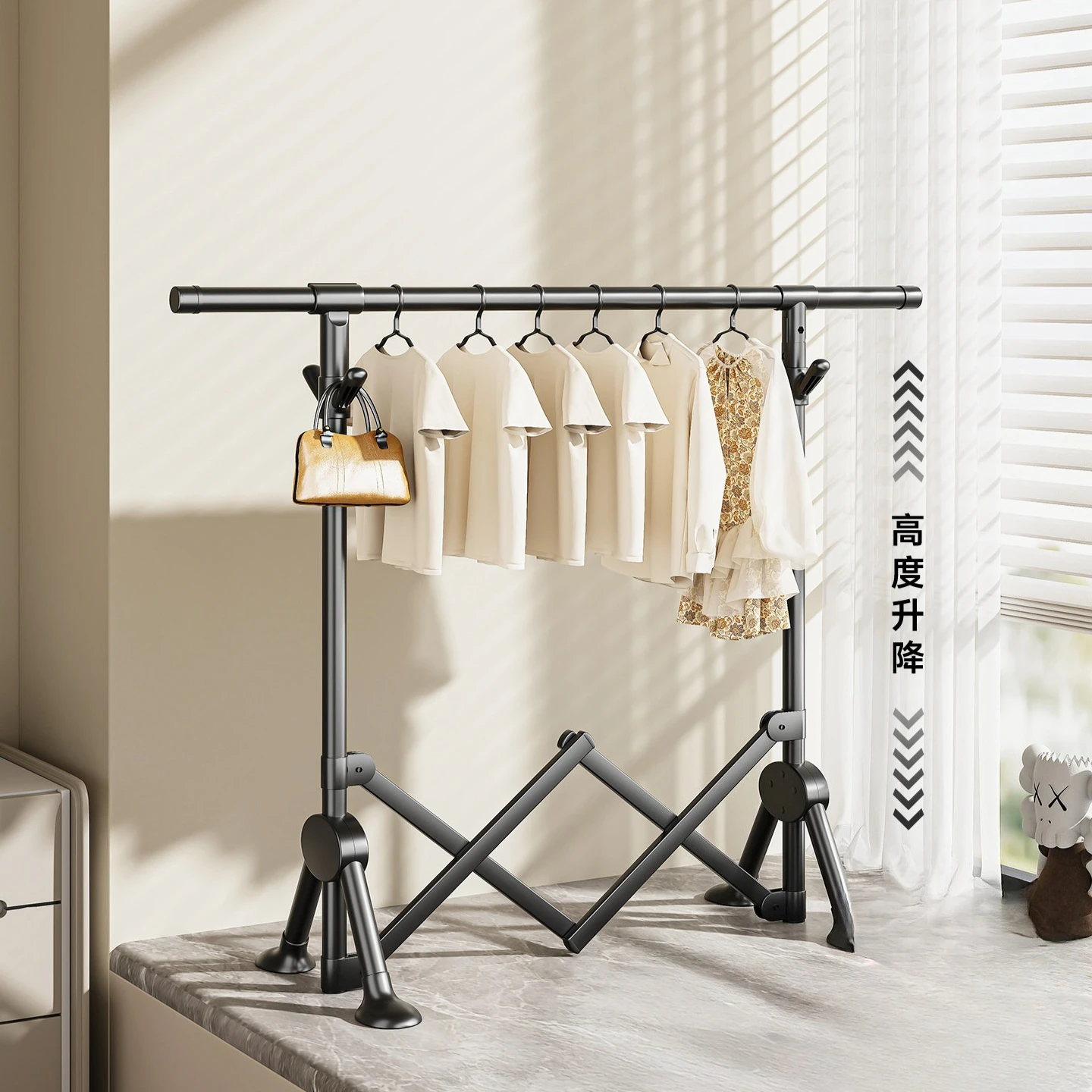 Great Premium Sturdy Compact Foldable Floor Standing Clothes Drying Rack with Quilt & Hanger for Windowsill Balcony Indoor Home