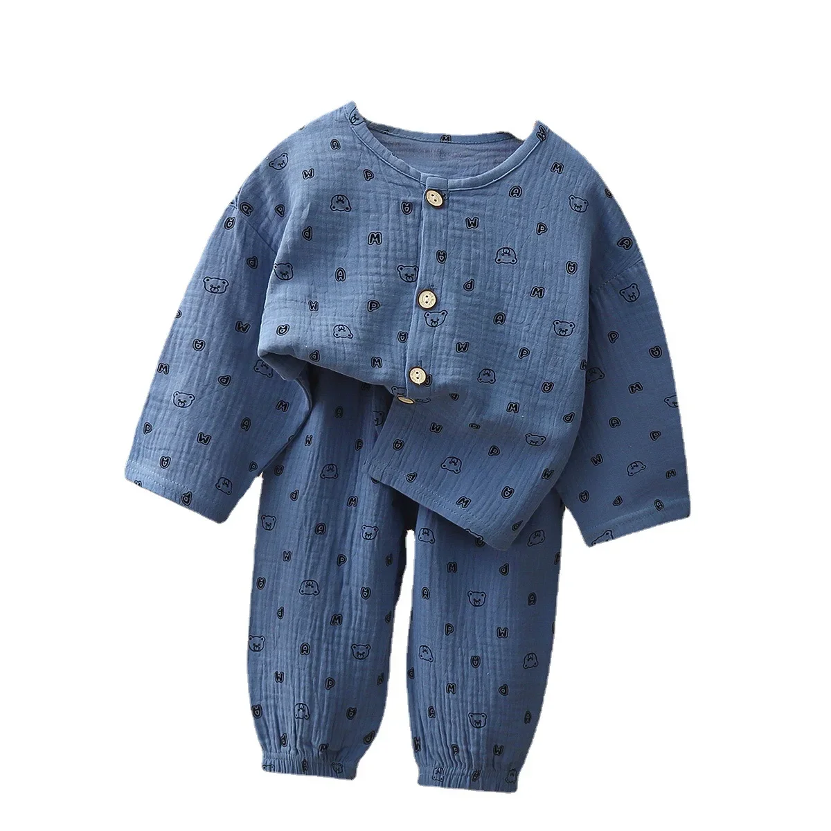 Ensemble de pyjama à manches longues pour enfants, vêtements de détente pour enfants, fil double couche, pur bébé, 100 coton, classe A, automne