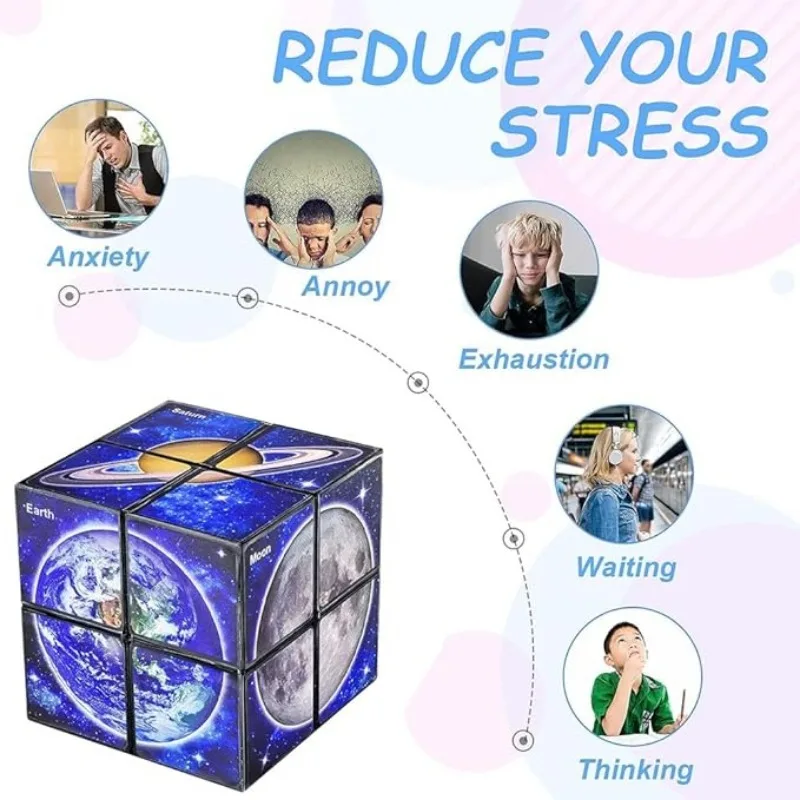 2 w 1 Star Sky Cube Magic Cube EDC Toy Infinity Cube Fidget Toy Puzzle Twist Toy Creative Decompression Plaything Birthday Gift