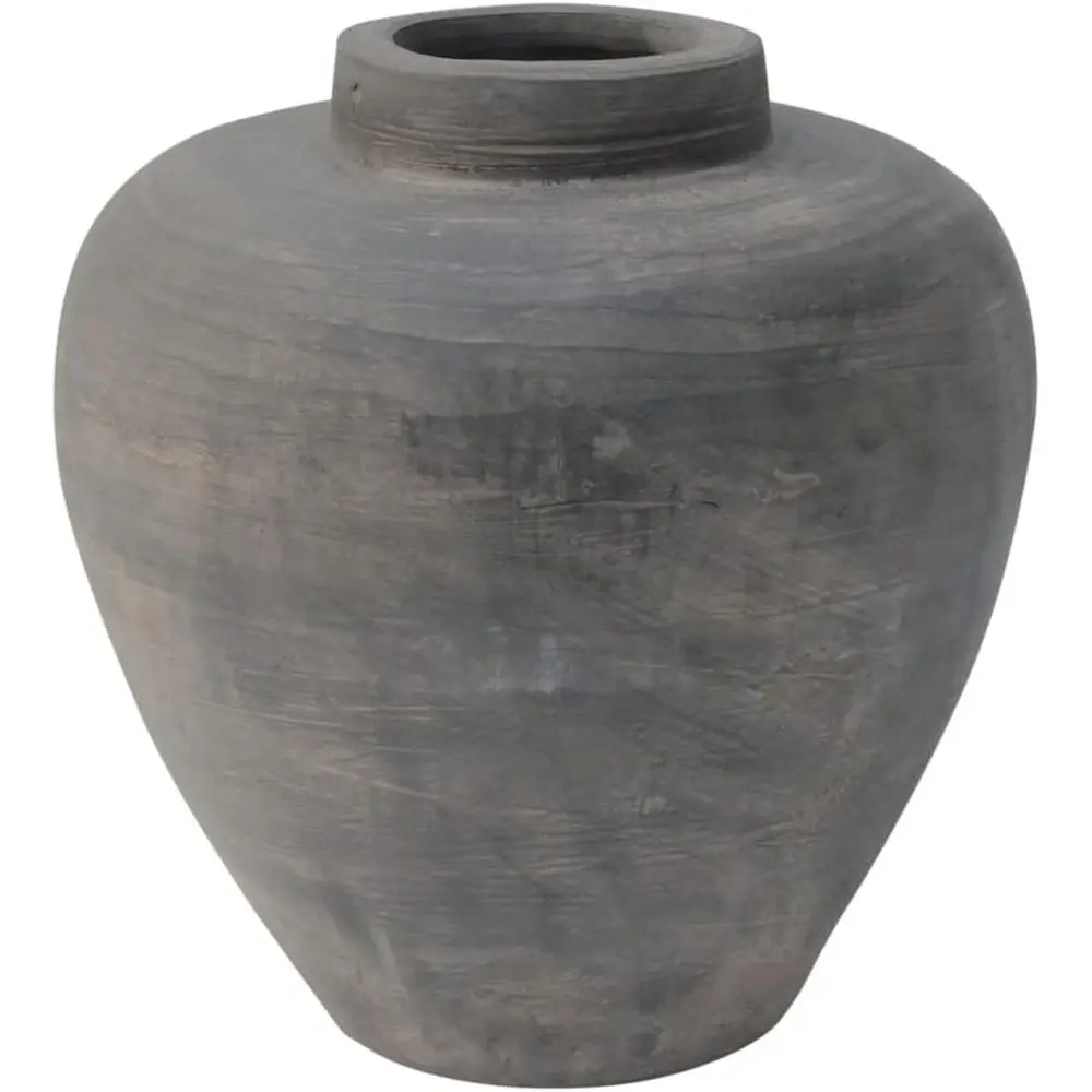 

Gray Tapered Round Pottery Vase, 12.5 Inches Tall