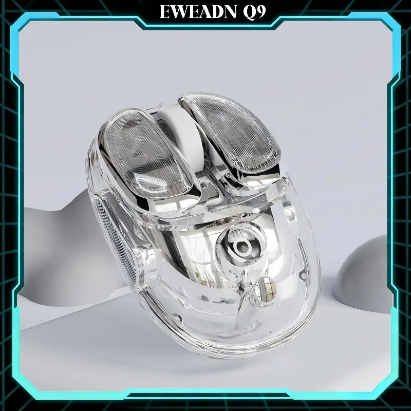 EWEADN Q9 Wireless Clear Mouse Dual Mode 2.4G USB Cute Mouse with RGB Lighting Silent Clicks Multi-Device for Laptop PC
