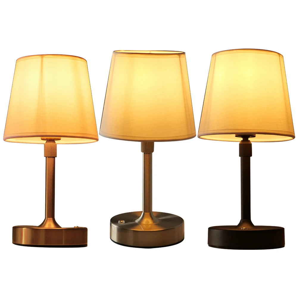 

Прикроватная лампа для столовой, USB-заряжаемая, с сенсорным управлением, тканевым абажуром, рассеянным светом, 2200K, теплый свет, портативная, беспроводная настольная лампа