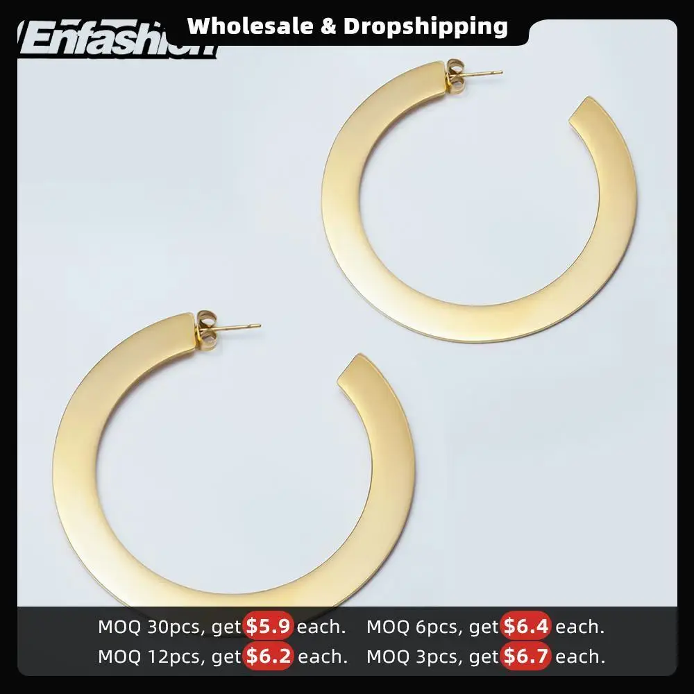 Enfashion Shiny Big Hoop Earrings  Gold color Earings Stainless Steel Circle Earrings For Women Jewelry oorbellen EEF1018