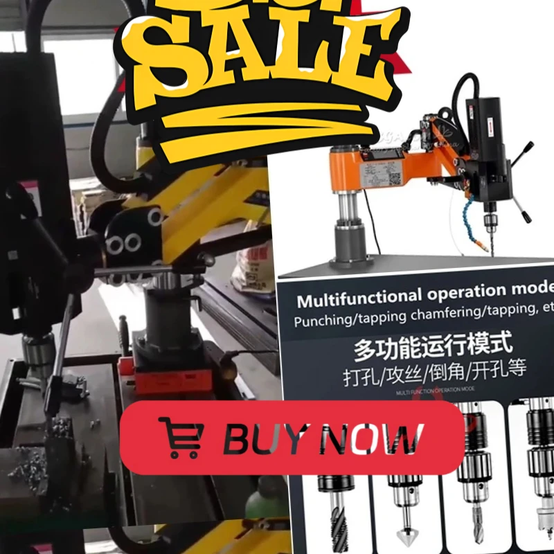 Electric Lifting Semi-auto M3-M30 Drilling Tapping Integrated 2-in-1 CNC Servo Motor Threading Tapper with Chucks Easy Arm Lathe