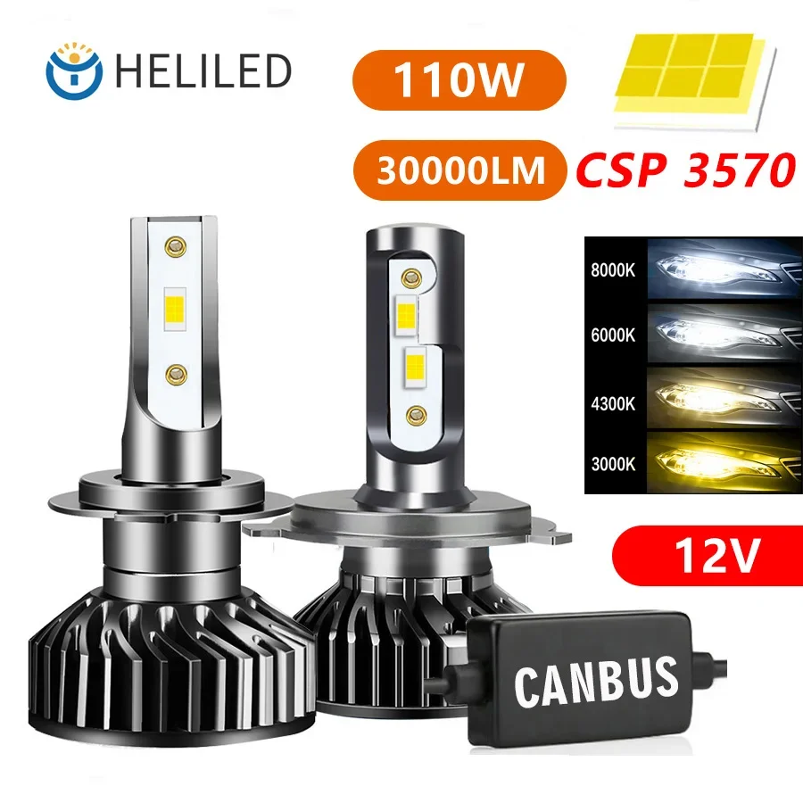 Car Lights 110W 3000K 4300K 6000K 8000K 9005 HB3 9006 HB4 880 881 H1 H8 H9 H11 Bulb Canbus H7 H4 LED Car Headlight for 12V