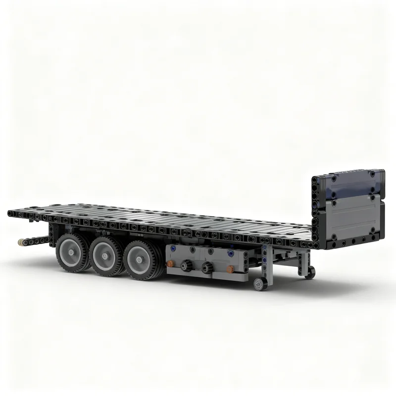 508 Piezas MOC Remolque de Plataforma de 3 Ejes Compatible con Bloques de Construcción de Modelos Técnicos, Regalos de Navidad, Idea Creativa de Bricolaje