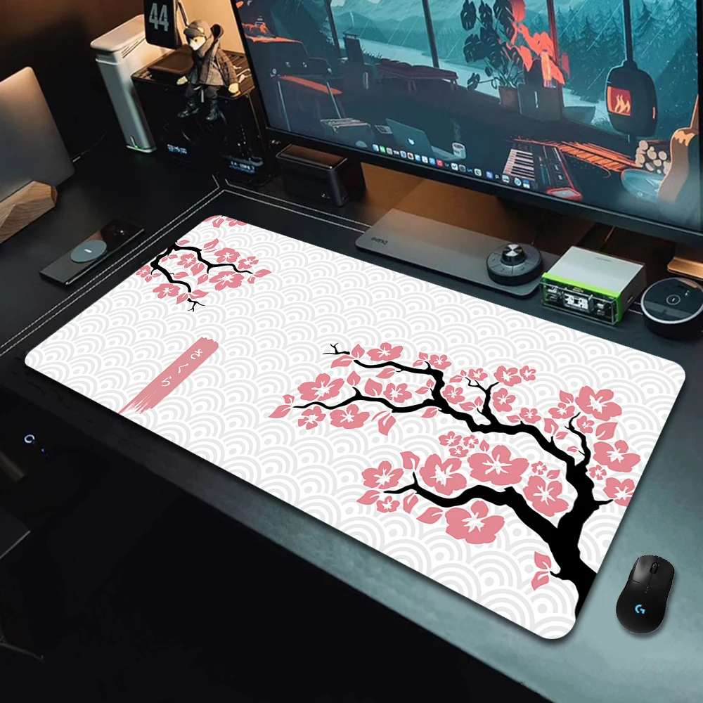 Sakura Mouse Pad XXL Rubber Cherry Blossom Large Mousepad Gamer Non-Slip Art Desk Mat Computer Laptop Pads 90x40cm Keyboard Mats