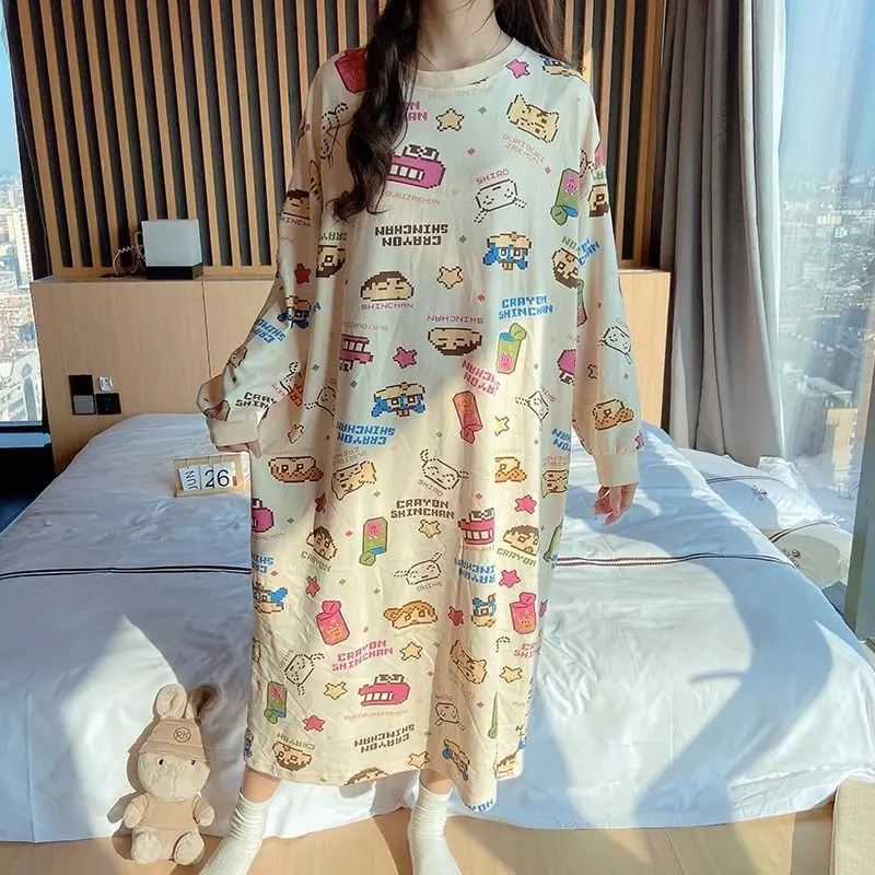 

New Cute Anime Crayon Shin Chans Fat Mm Large Pregnant Women's Pajamas Home Clothes Bandai Cartoon Pajamas Creative Girl Gifts