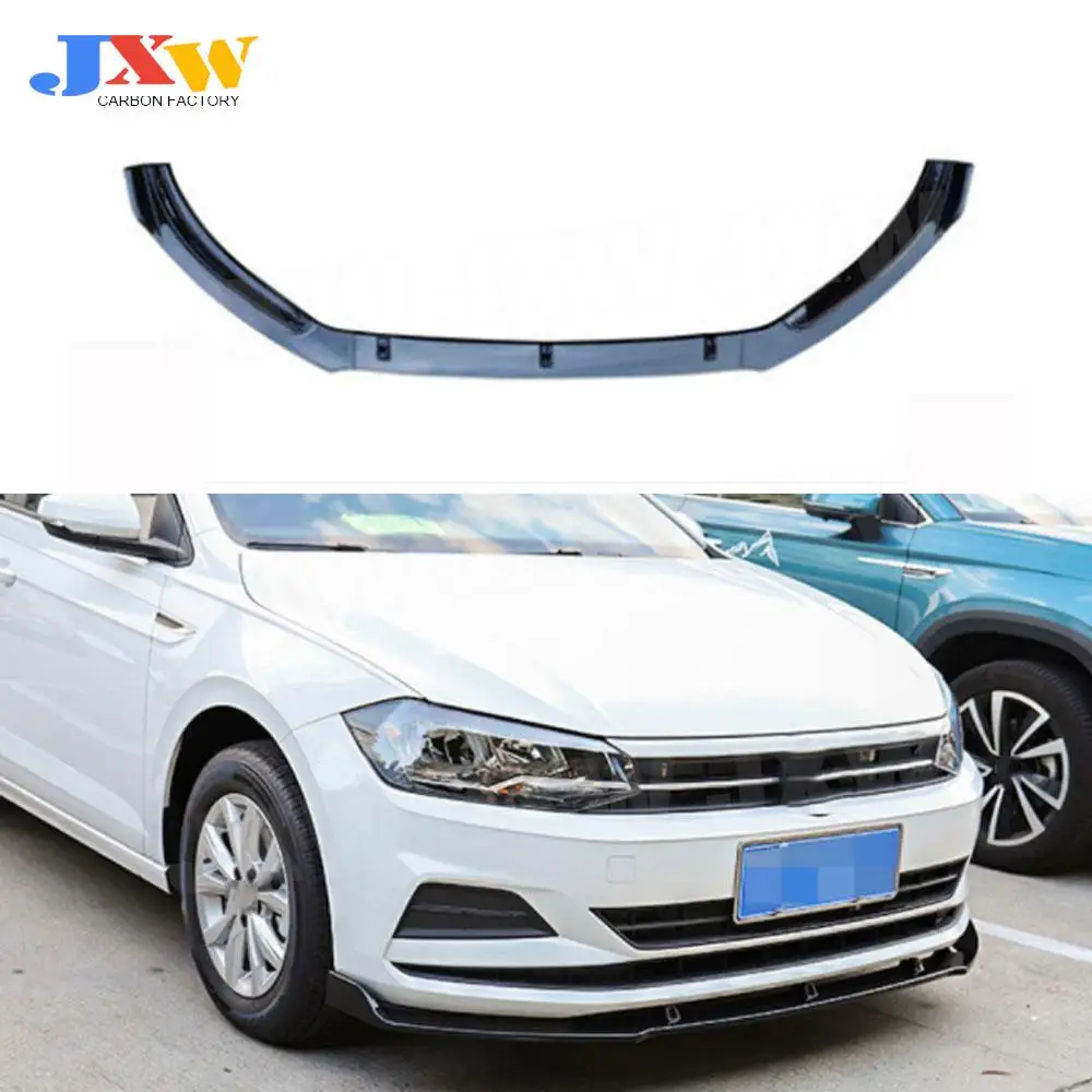 

High Quality ABS Front Bumper Lip Spoiler Splitters Aprons For Volkswagen VW Polo Plus 2019 Car Styling Front Bumper Lip Spoiler