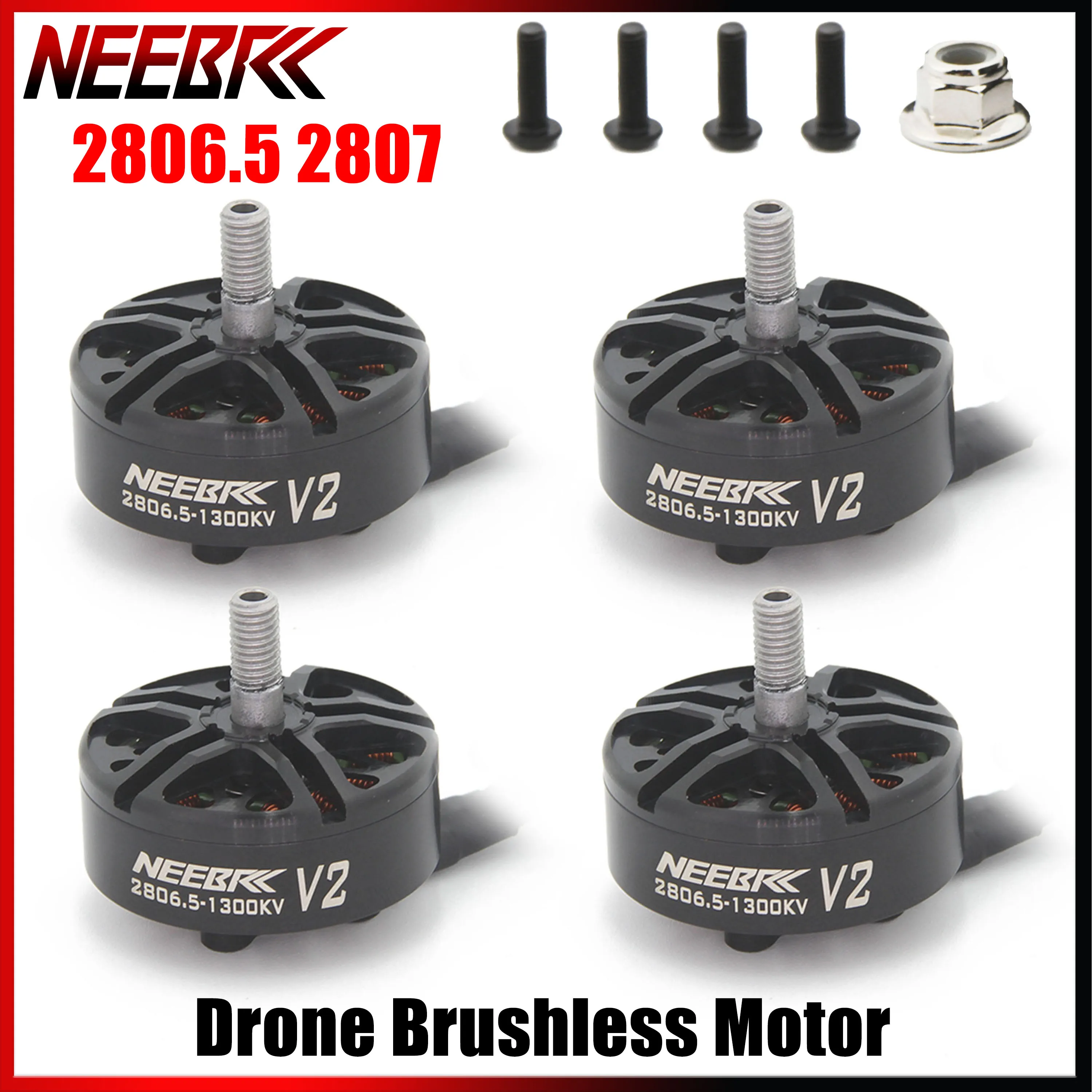 

NEEBRC 2806.5 2807 V2 Бесщеточный двигатель для дрона Outrunner 1300KV 3-6S для RC FPV Racing Quadcopter Plane Mark4 7-дюймовая рама ESC Модель