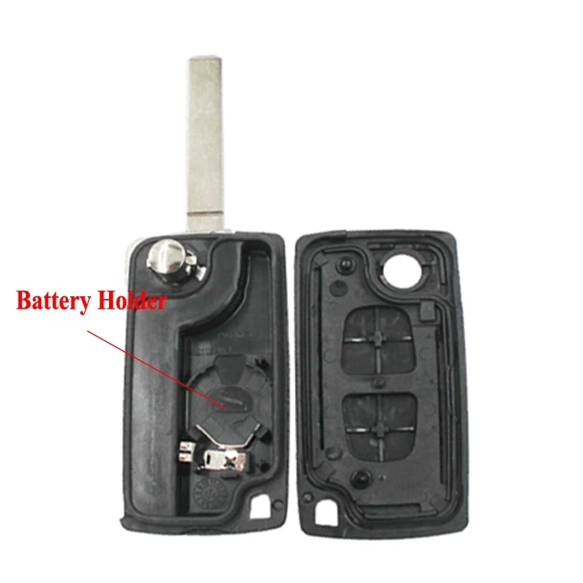 XNRKEY CE0536 2 Buttons Remote Car Key Shell Fob for Citroen Case Cover with Battery Holder VA2 Blade