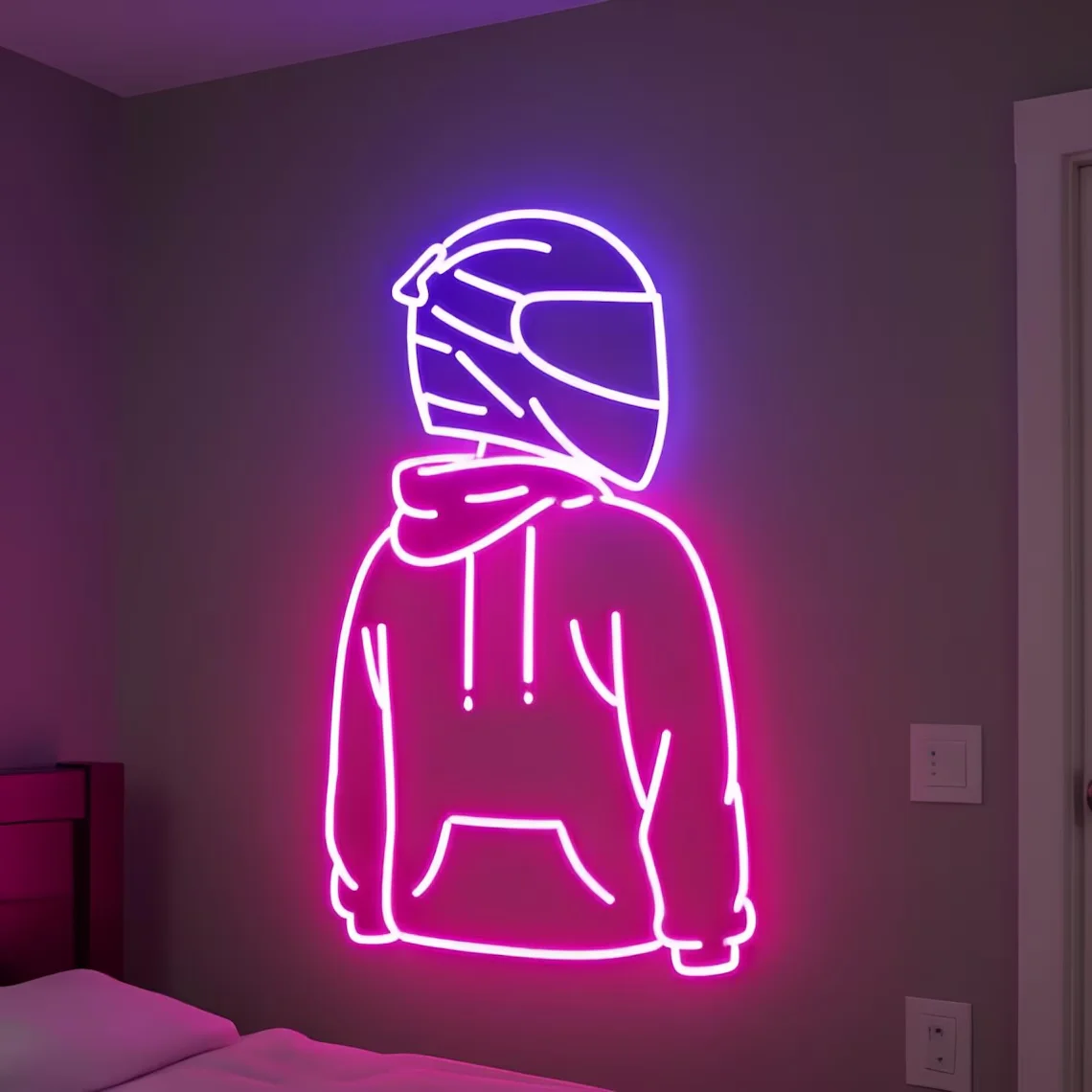 Helmet Neon Sign, Motorcyclist Neon Sign Home Decor, Motor Sign Boy Club Bar Art Wall Decor