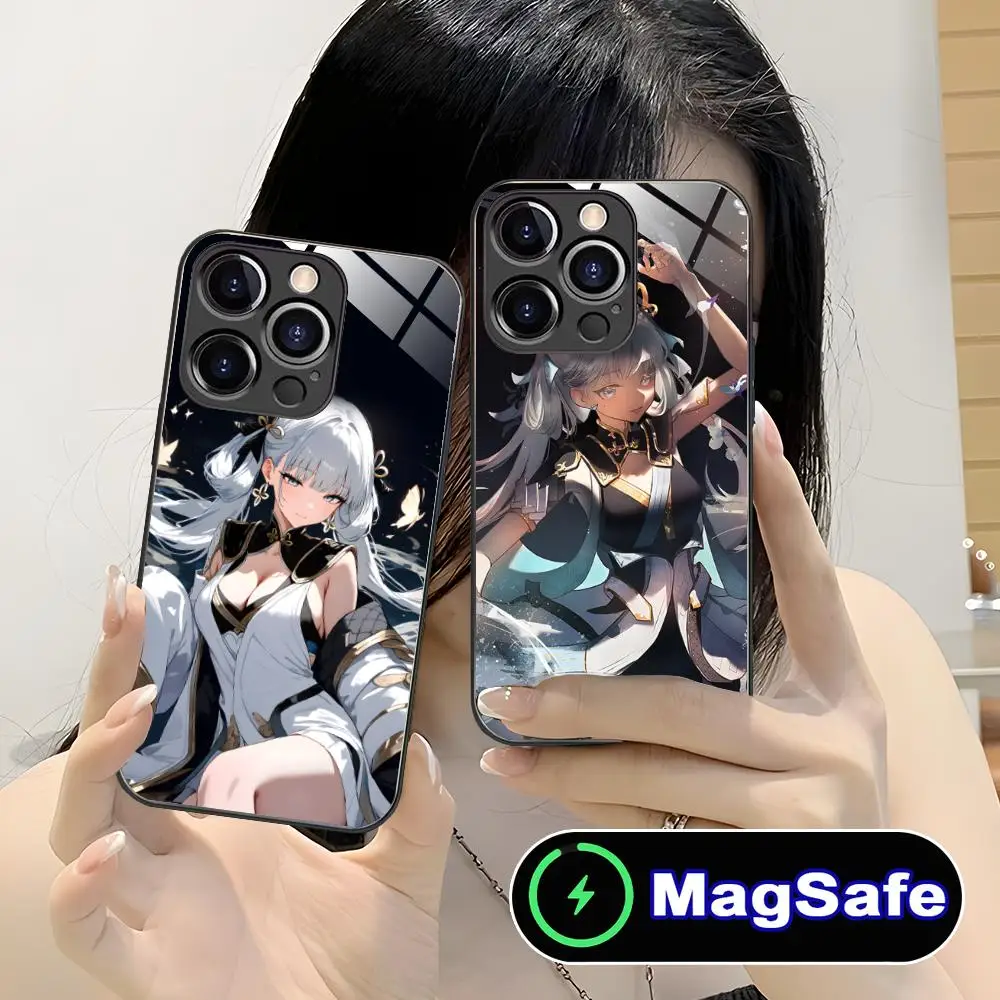 

Чехол для телефона Wuthering Waves Jinhsi для iPhone 17, 16, 15, 14, 13, 12, 11 Air Pro Max Plus Mini MagSafe, стеклянный цветной чехол для мобильных телефонов