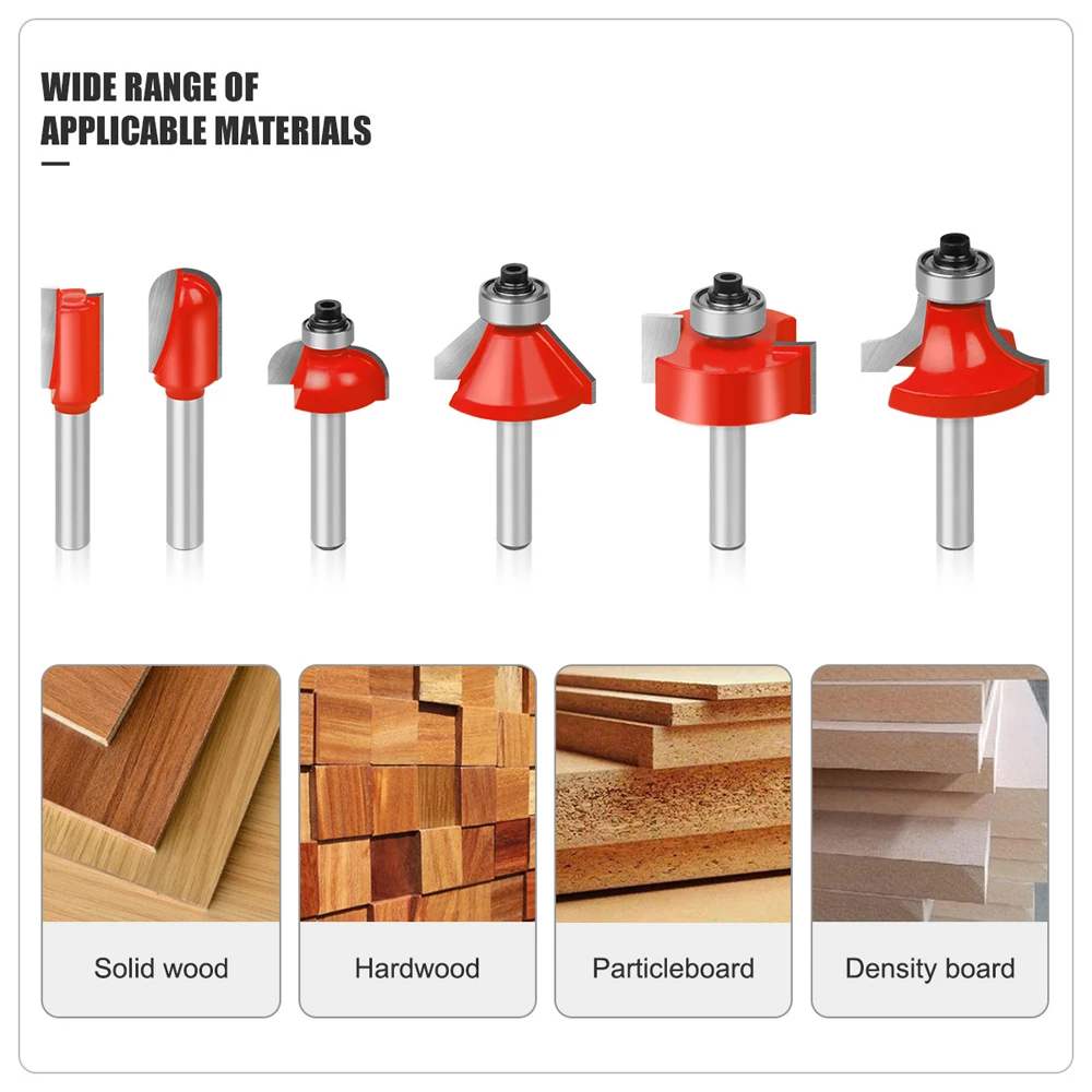 24pcs Woodworking Milling Cutter 6mm Shank Trimming Machine Fillet Chamfer Slotting Cutter Router Bit Set Carpentry Accessory