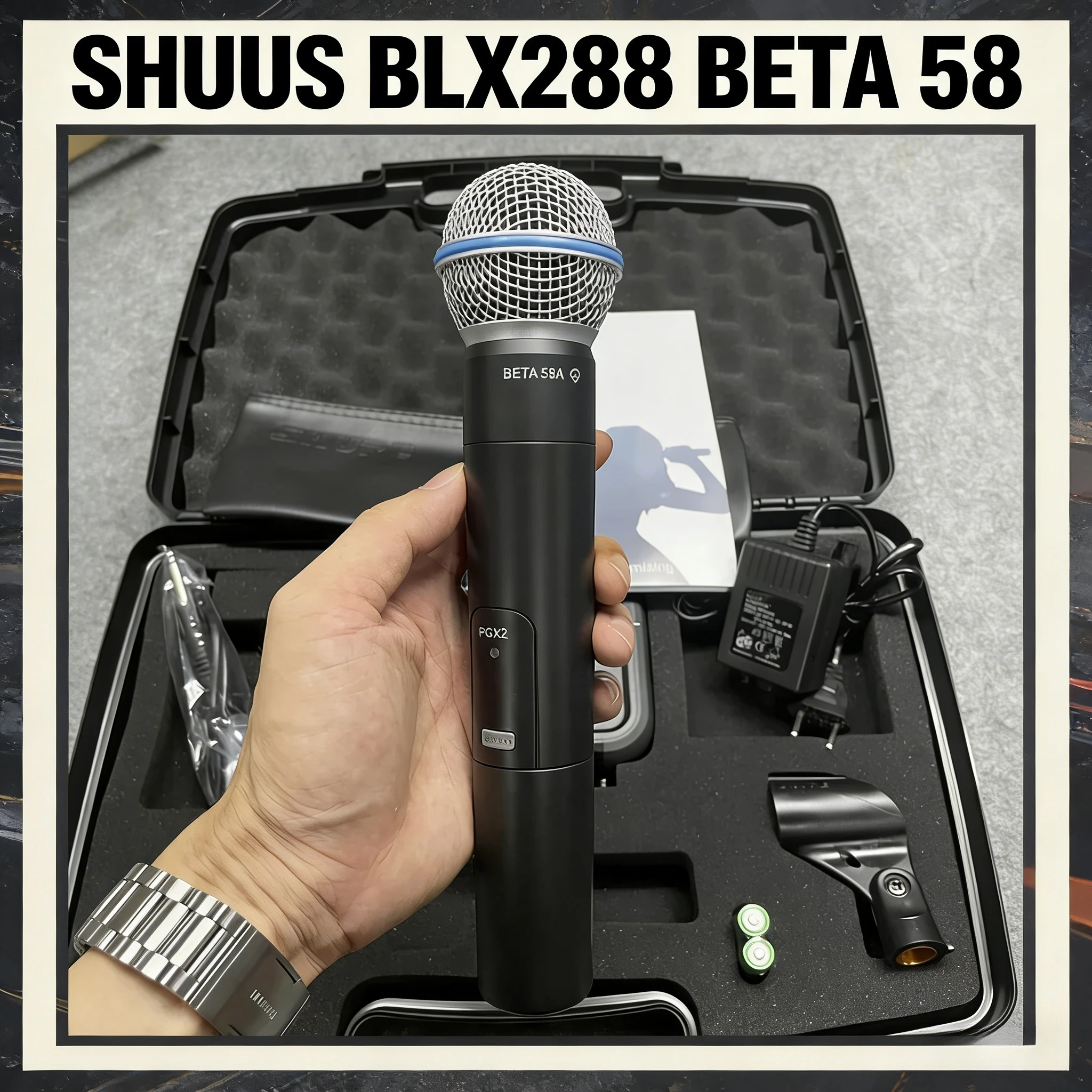 

Новая беспроводная микрофонная система 2026 PGX24 Beta58A UHF, двухканальная, с головным микрофоном, большой дальности, один приемник на один микрофон