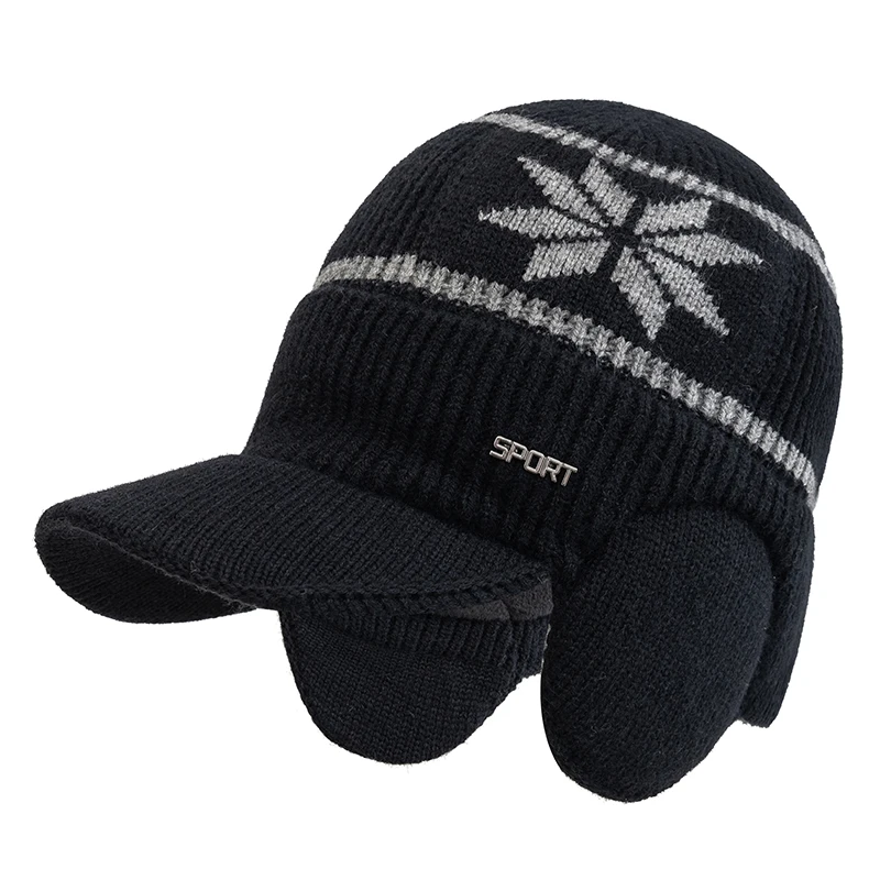 New Unisex Winter Hat Plush Fur Lined Warm Earflap Hat Casual Beanie Cap For Men Women Outdoor Keep Ear Warm Knitted Hat