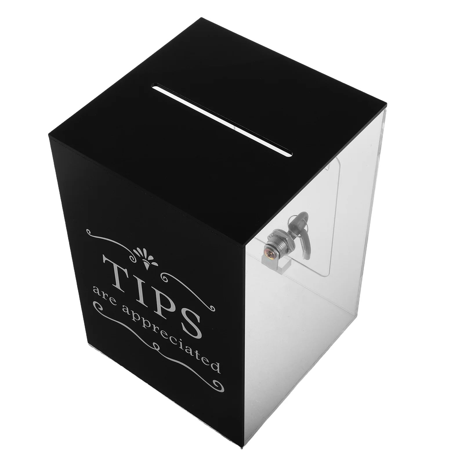 

Stylish Acrylic Transparent Collection Jar for Salon Restaurant Bar Donation Fundraising Box for Charity