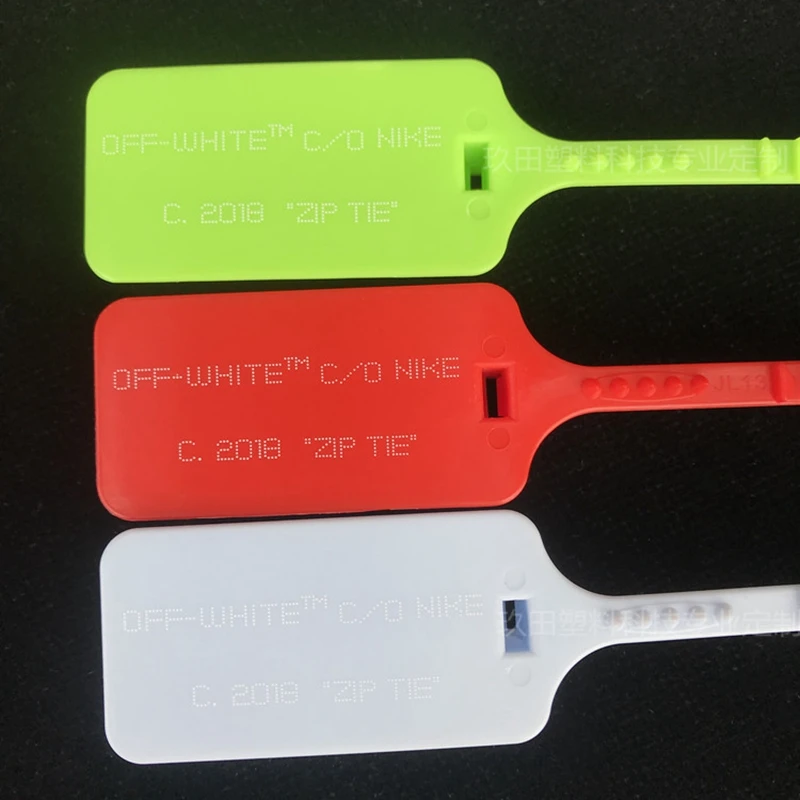 20pcs NEW 2018 OW Zip Tie Disposable Plastic Tag Off Jewellery Decorations Sneakers Shoes  Red White Green Security Seals