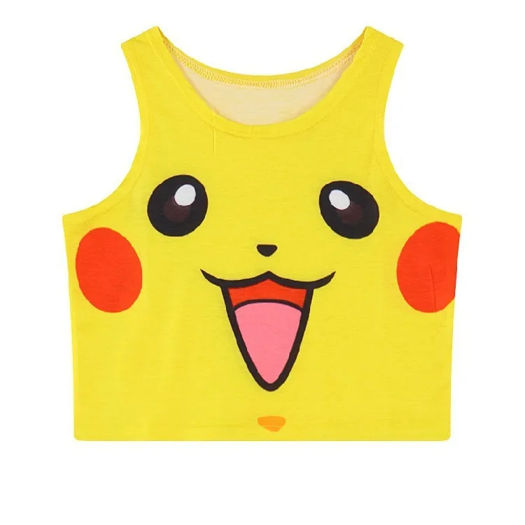 Cartoon Anime Mädchen Pokemon Crop Tank Top Gengar Damen Bedrucktes Ärmelloses Oberteil Y2K Harajuku Streetwear Slim Fit Mode-Top Geschenk