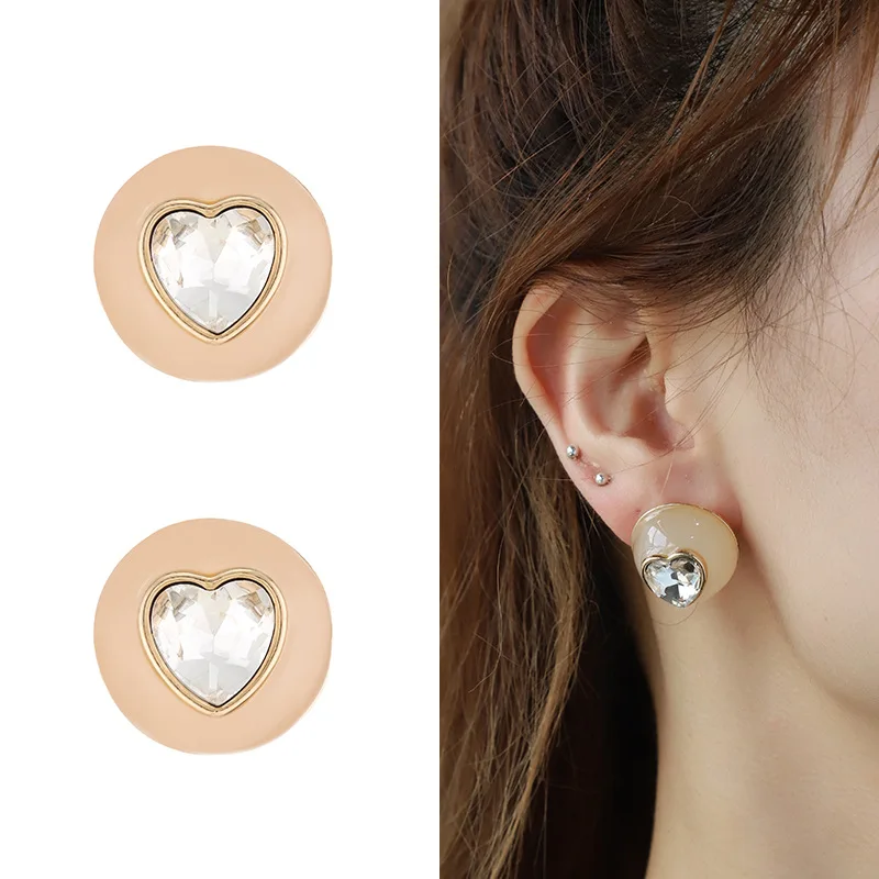Kenjie, the original summer new resin peach heart point diamond colorful stud earrings for women, cross-border fashion temperame