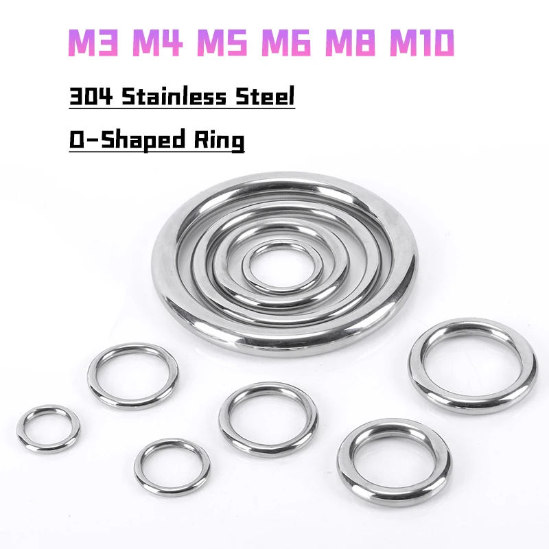 304 Stainless Steel Fishing Solid Ring M3 M4 M5 M6~M10 Circular O-Shaped Ring For Rigging Marine Boat Hammock Yoga Hanging Ring