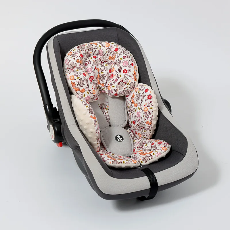 

Cotton Breathable Baby Stroller Cushion All Season Reversible Universal Soft Stroller Pad with 3D Dot Cute Cartoon Baby Seat Mat