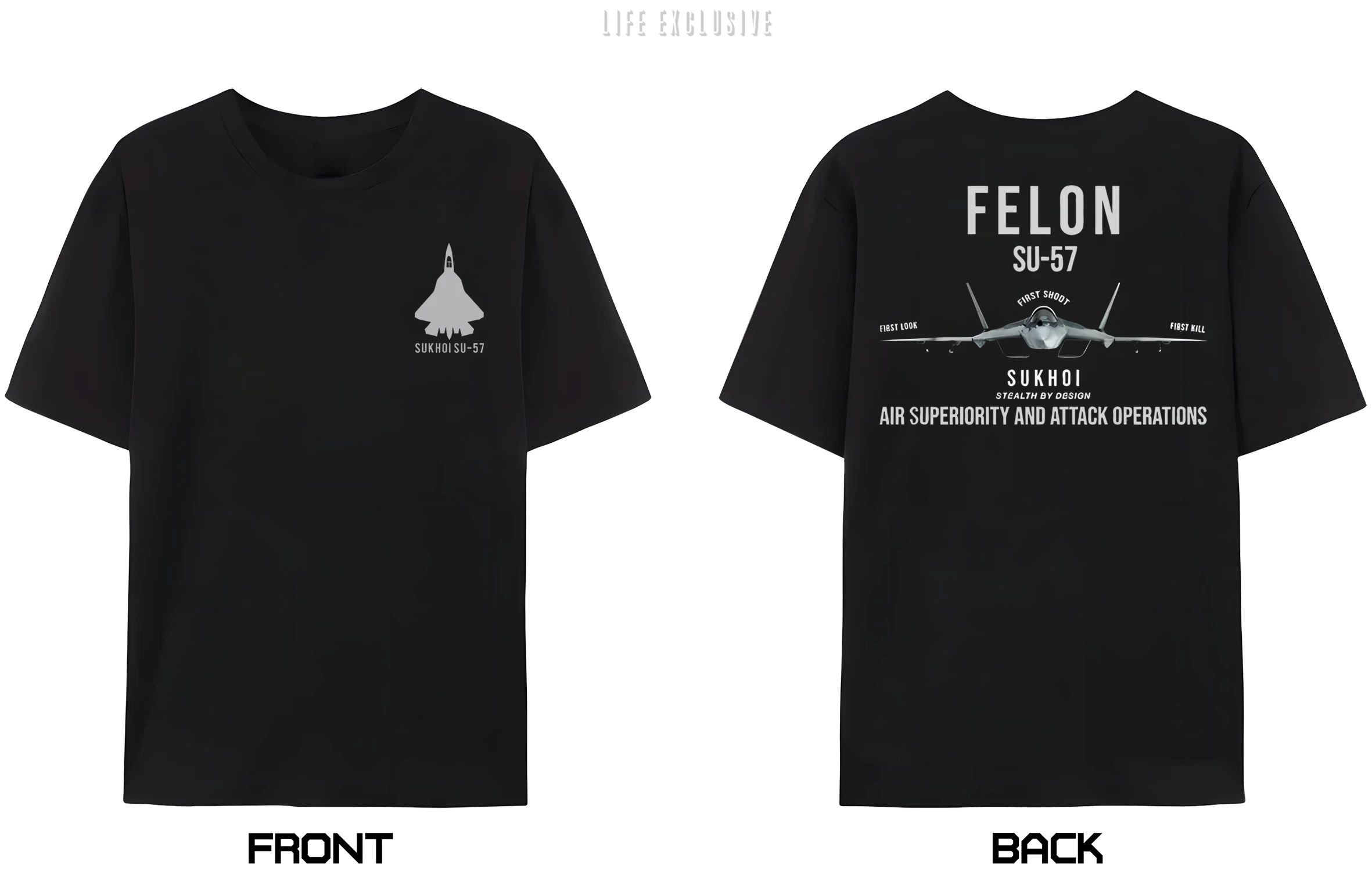 LE The Falon Sukhoi SU-57 Stealth Air Superiority Jet Fighter Men Adult O-neck Cotton Print T-shirt