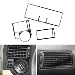 Carbon Fiber Car Side Dashboard Panel Center Air Condition Outlet Vent Trim Cover For VW Golf 4 Jetta Bora MK4 R32 GTI 1999-2004