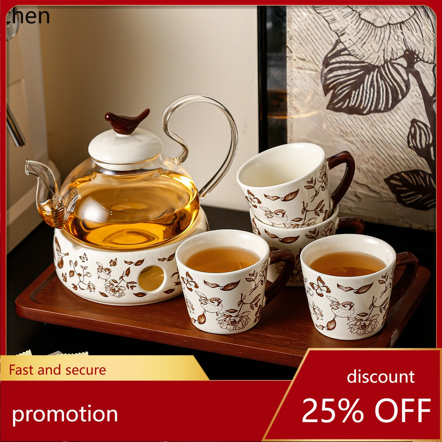 

Набор для послеобеденного чая Zml с подогревом и керамическим подносом - стильный и функциональный