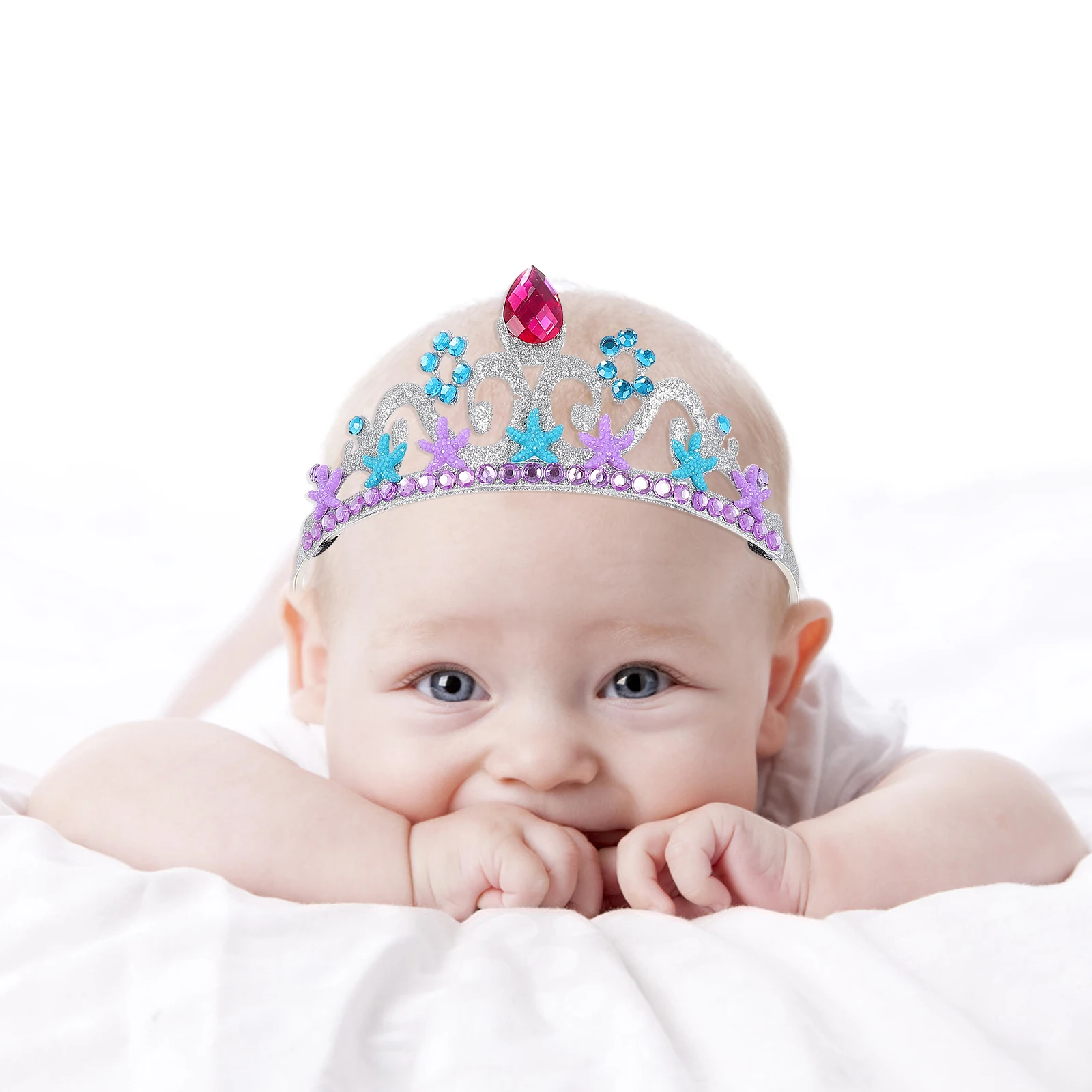 

3pcs Children Crown Shining Star Hair Accessories Little Girl Tiara Ocean Theme B Sequin Plastic Durable Practical Easy Elegant
