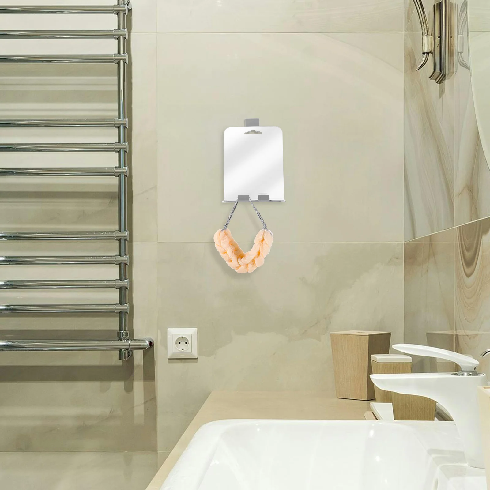 Espejo de ducha desempañante, estante para afeitado, maquillaje, gancho de acero inoxidable montado en la pared, espejo compacto para hombres y mujeres, accesorios de ducha