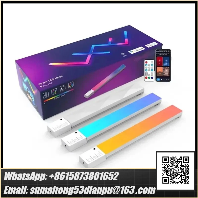 6Pcs 9pcs 12pcs DIY Smart Light Emitting Diode Wall WIFI RGB Night Light Bar Game Light Application Control  Room Decoration