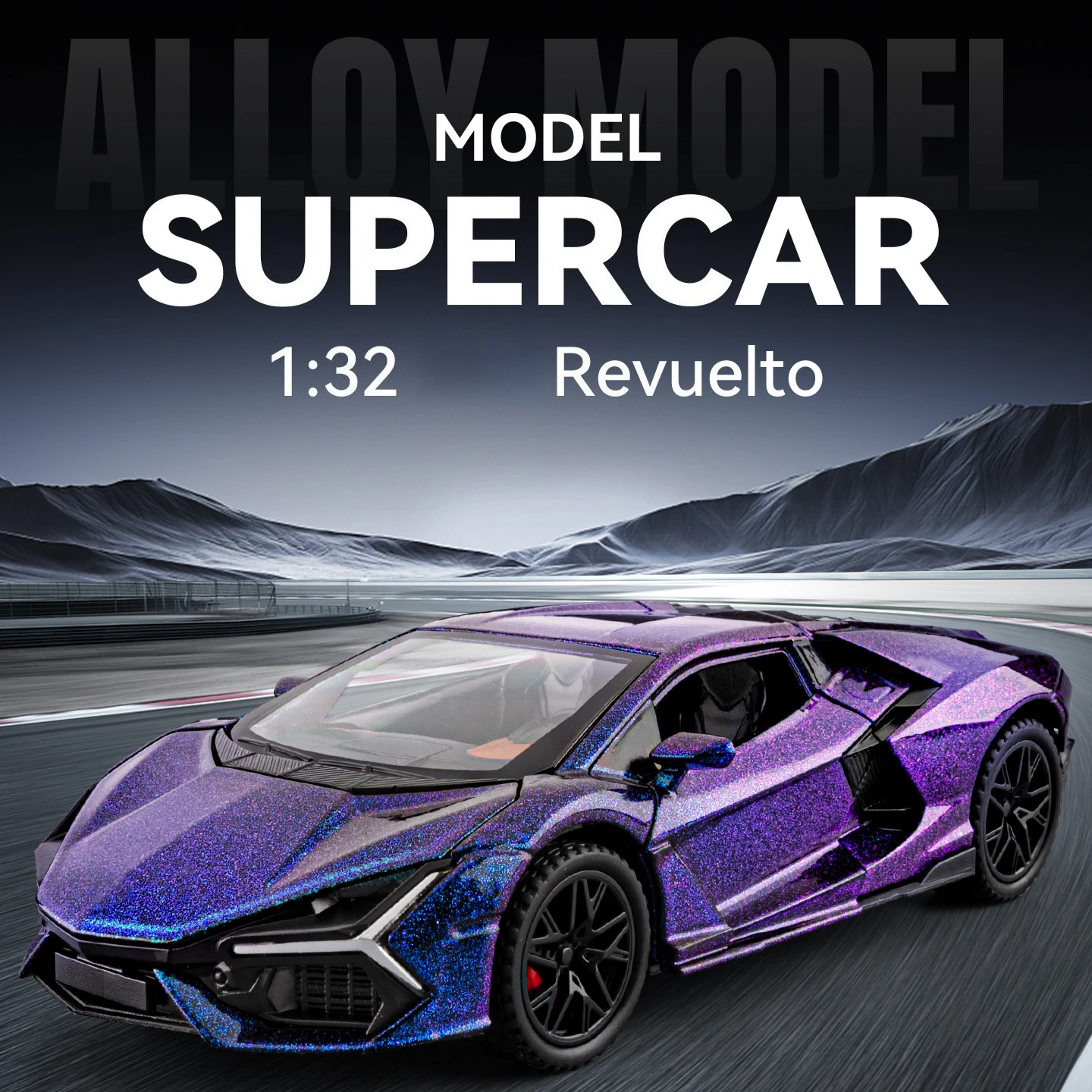 

Машинка-модель 1:32 Revuelto Sports Car со звуком и светом, откатным механизмом, детская игрушка, коллекционная модель из литого сплава