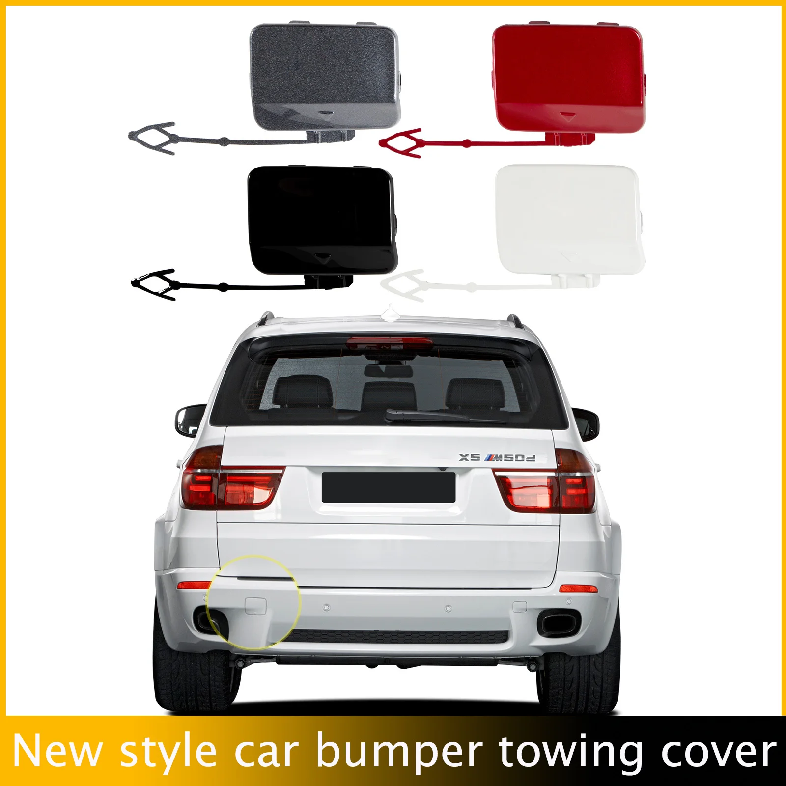 

Rear Bumper Tow Hook Cover Cap For BMW X5 Series E70 LCI 30i 35i 40i 30dX 35iX 2011-2013 51127271815 51127271816 Towing Eye Cap