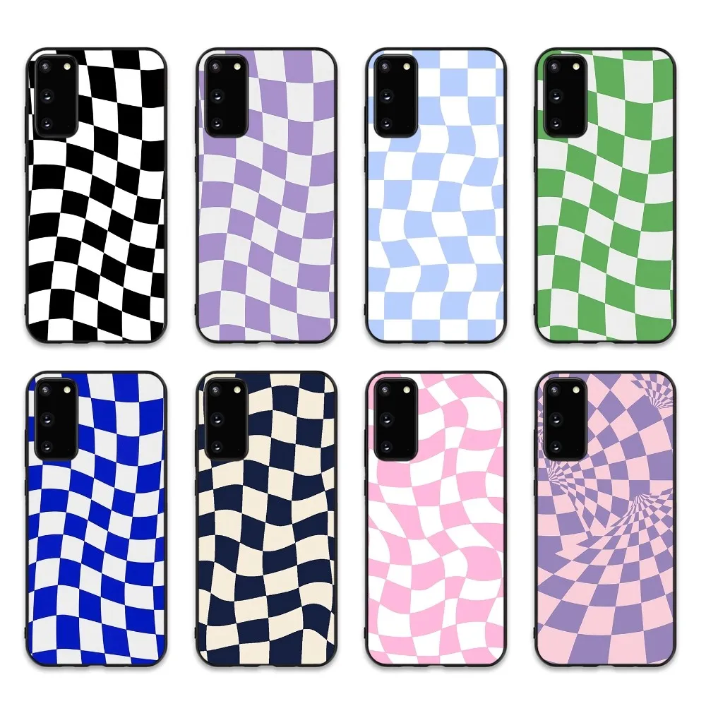 Twisted Checkerboard Phone Case For Samsung S 9 10 20 21 22 23 30 23 24 plus lite Ultra FE S10lite Fundas