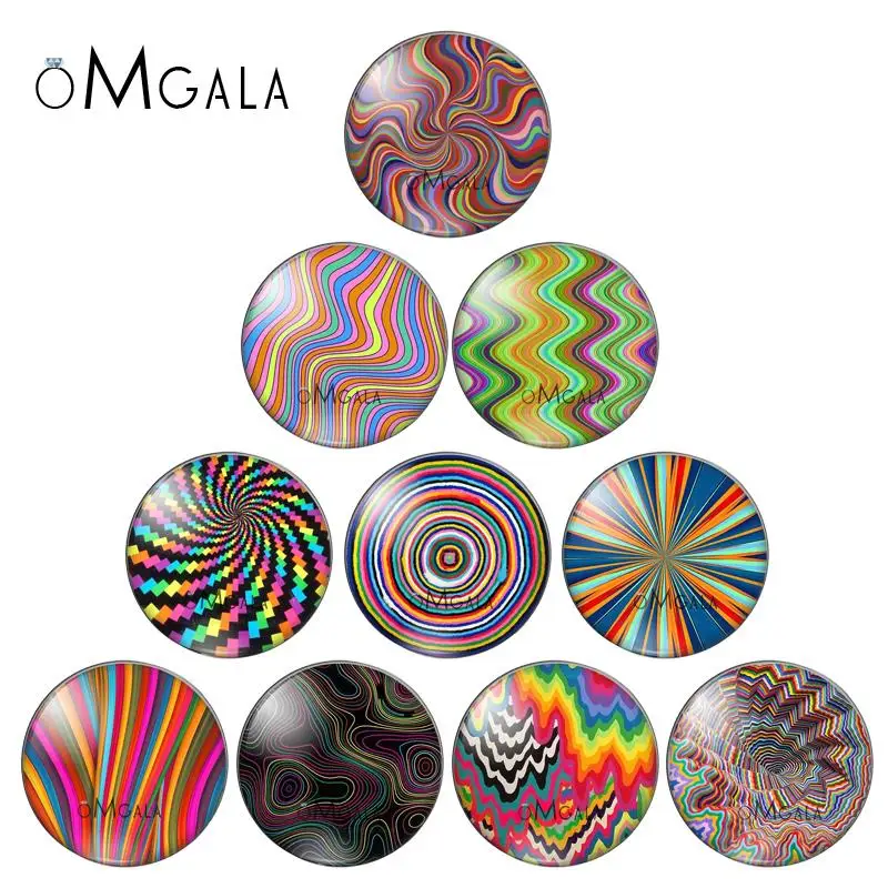 New Beauty stripe Patterns 10pcs 8mm/10mm/12mm/18mm/20mm/25mm Round photo glass cabochon demo flat back Making findings ZB0543