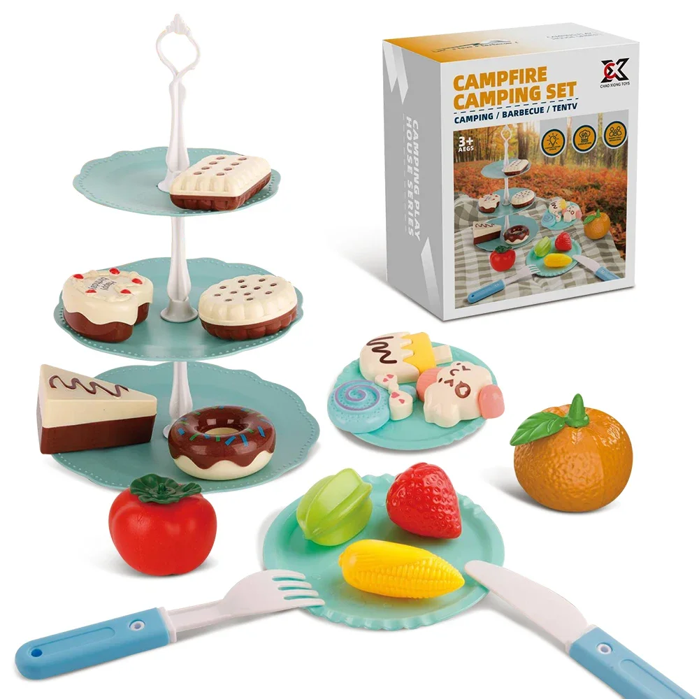 Equipo de acampada al aire libre, juguetes, juego de juguetes de Picnic para niños y niñas, juego de Picnic, juegos de comida, cocina, juguetes para jugar a las casitas, regalo para niños