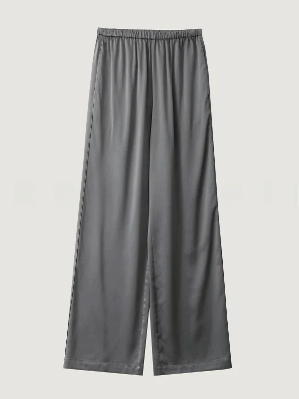 

Silk Wide Leg Pants Women's Spring Summer Thin High Waist Draped Straight Casual Pants 2025 New Versatile Long Trousers