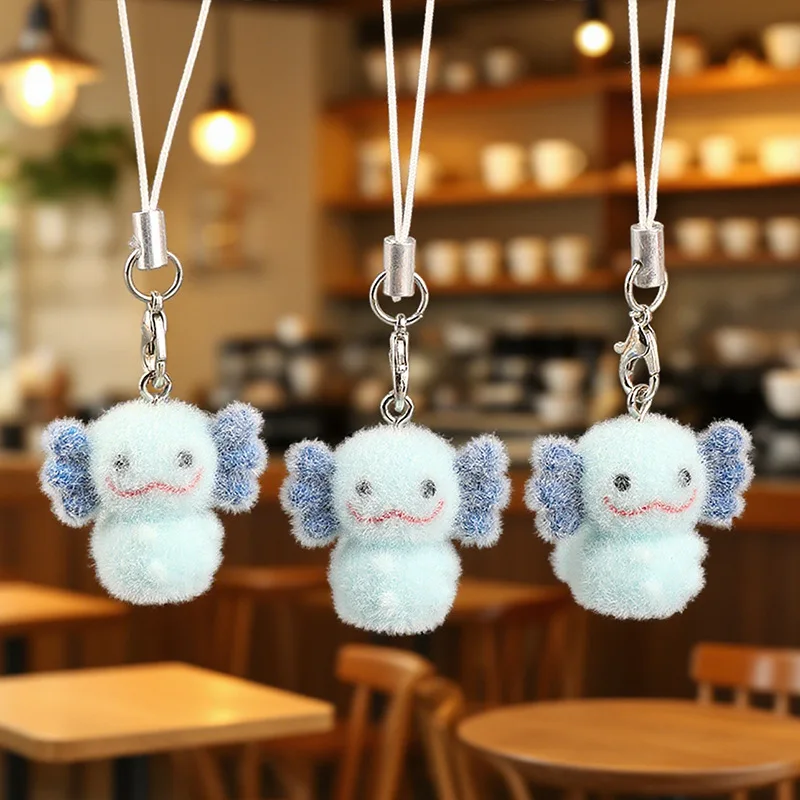 Y2K الوردي كوريا جديد لطيف ثلاثية الأبعاد يتدفقون Axolotl المفاتيح زوجين الهاتف المحمول قلادة سيارة سماعة ظهره Charms حقيبة ديكور