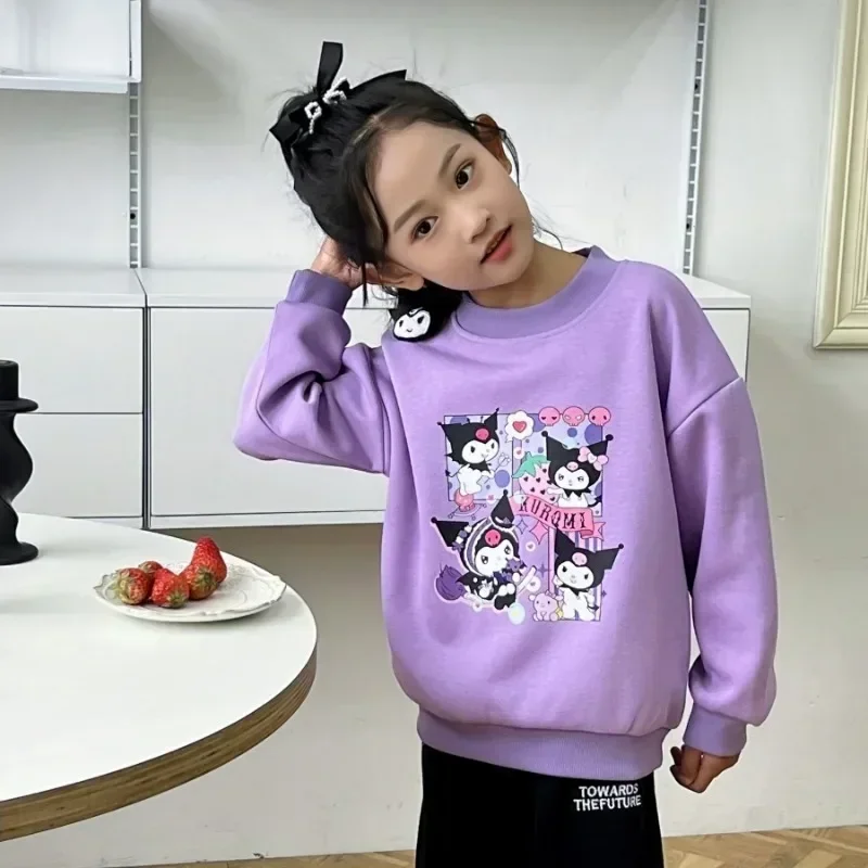 

Kuromi Anime Sanrio Ins Kawaii Long Sleeve Hoodie Clothing Spring Autumn Children Cute Lovely Doll Shirt Clothing Gifts for Kids