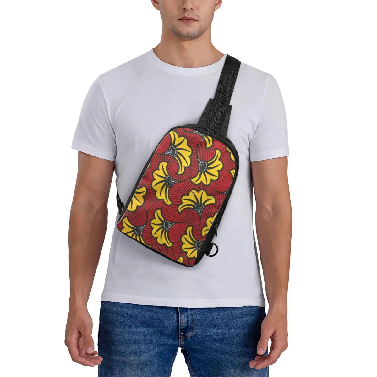 

African Ankara Wax Print Chest Bag Crossbody Backpack Sling Shoulder Bag For Men Travel Hiking Daypack
