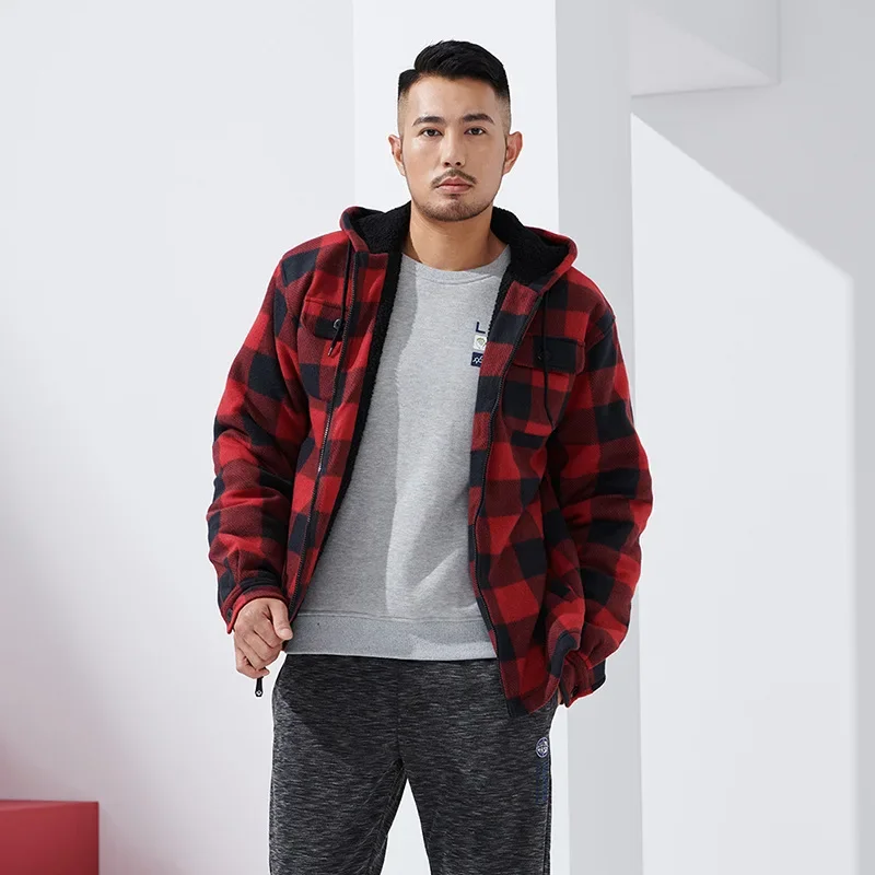 Plus Size Men's Plaid Hoodies Fashion Casual Varsity Hooded Jacket For Spring Fall Winter, Men's Clothing