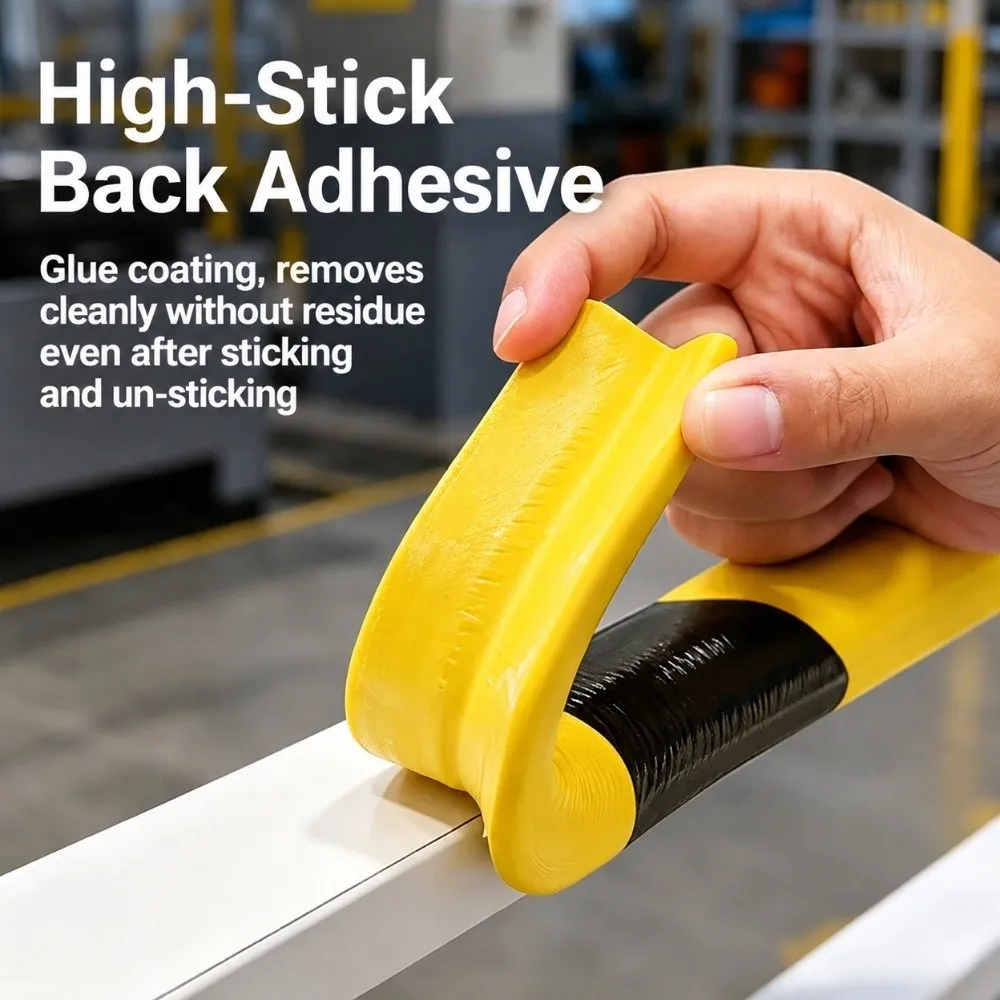 2M Garage Wall Guard L-shape Anti-collision Garage Pillar Protector Strip Self-adhesive Black&Yellow Color
